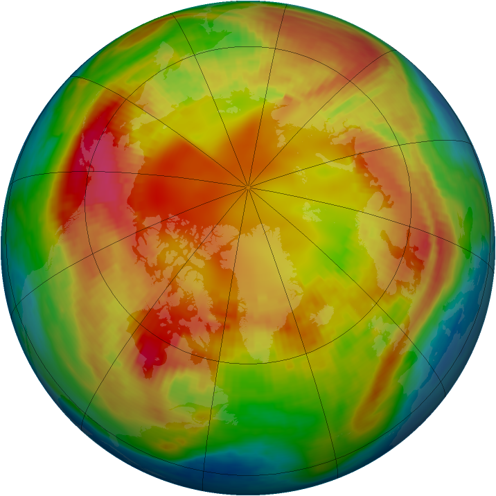 Arctic ozone map for 16 February 1985